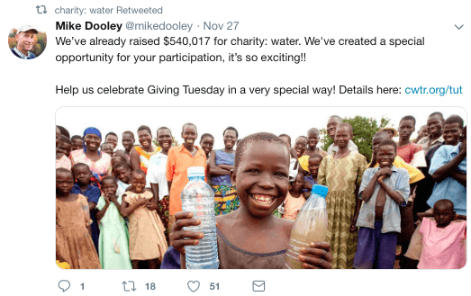 nonprofit on social media tweet