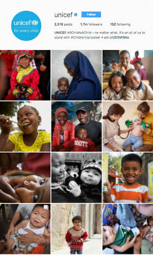 UNICEF instagram profile