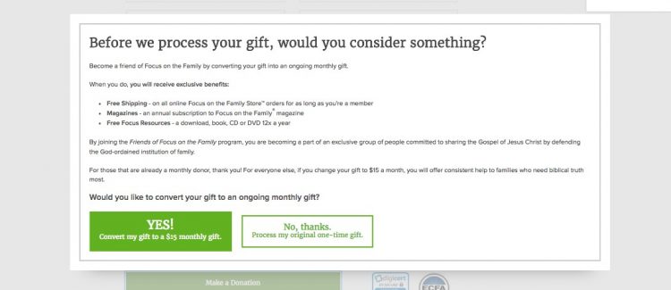 Nonprofit fundraising appeal screenshot