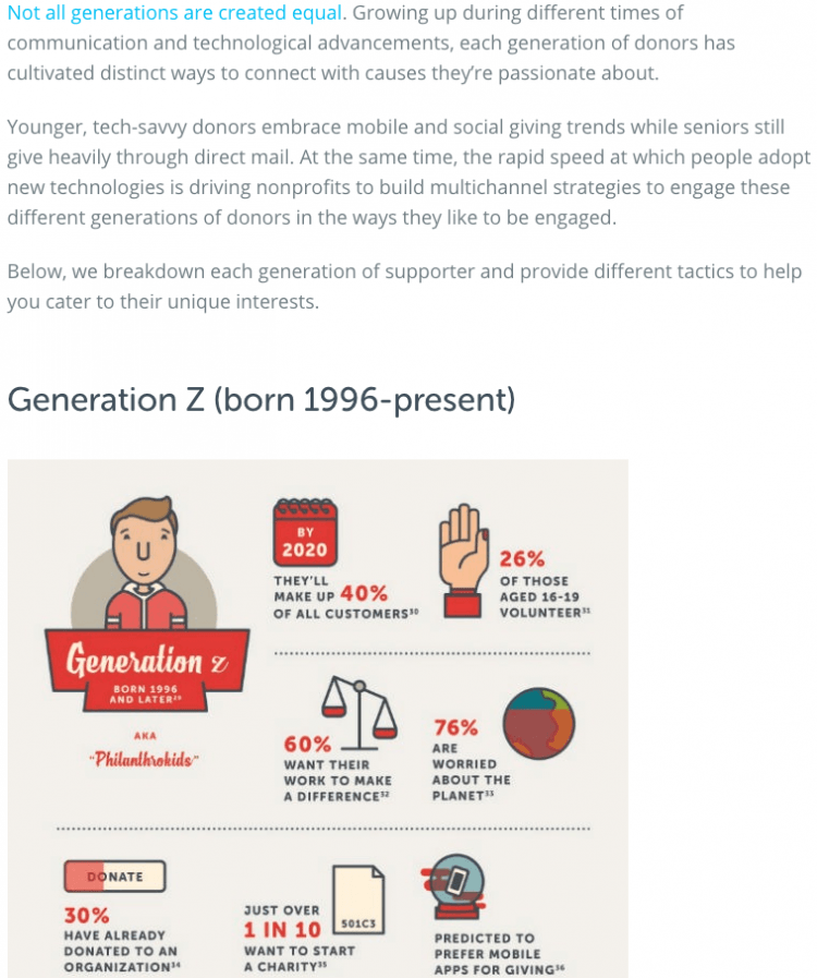 One part of the blog post, How to Engage Different Generations of Donor