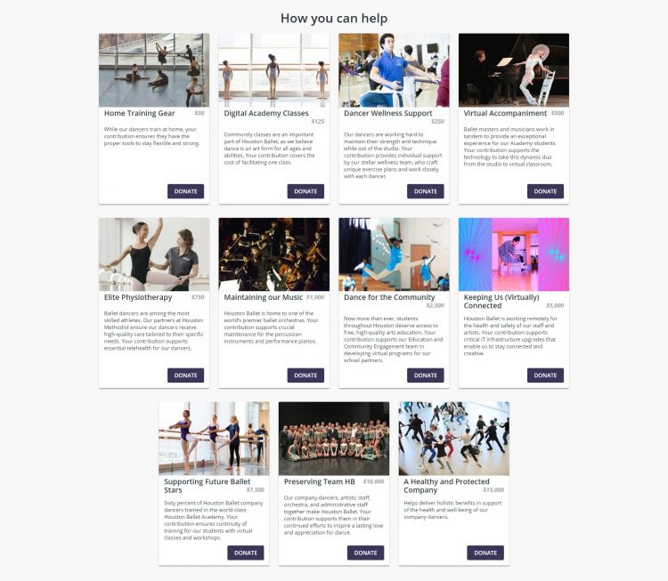 houston ballet crowdfunding campaign impact blocks