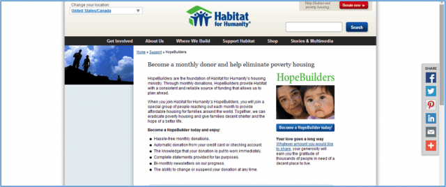 Habitat for Humanity Webpage