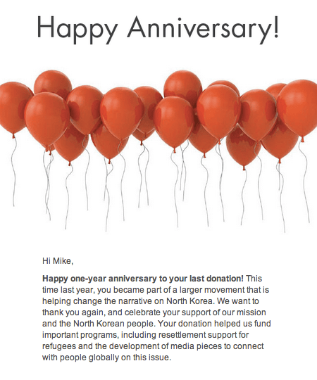 LiNK Anniversary Email to thank donors