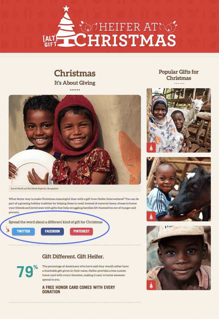 Christmas gift catalog webpage
