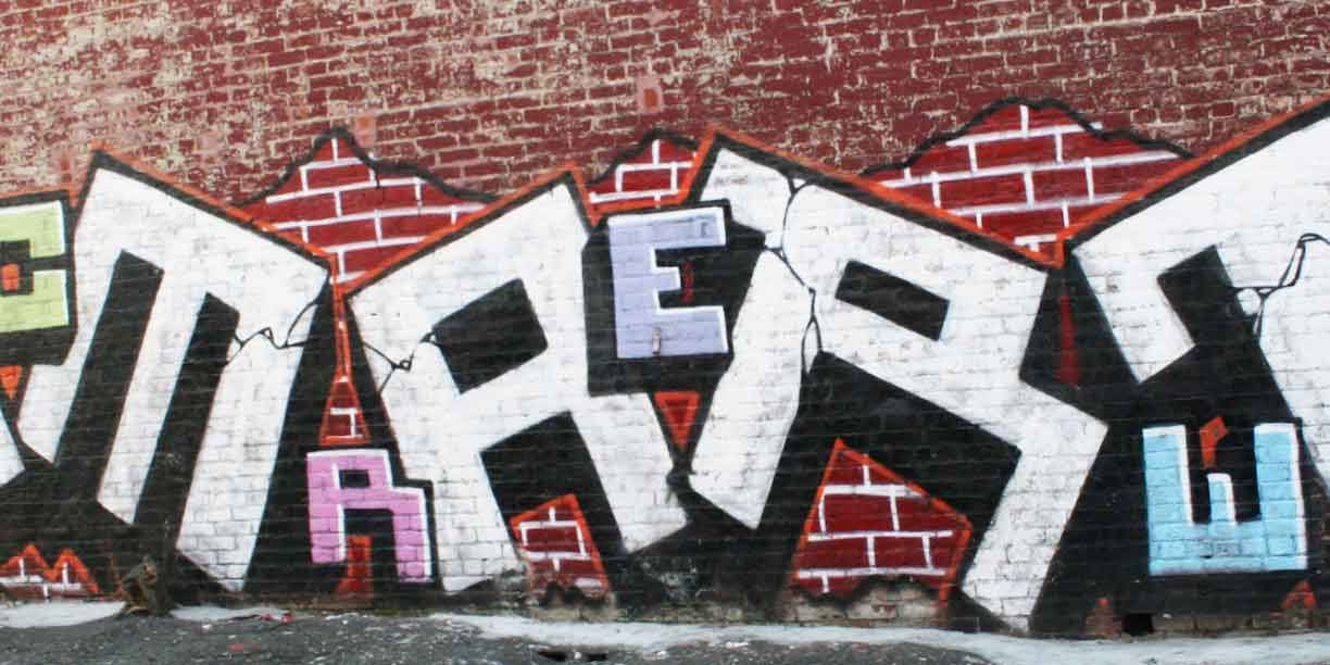 Graffiti wall of different letters