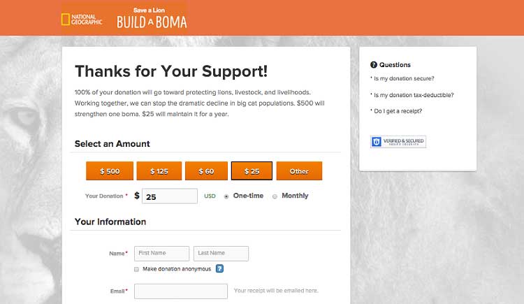 Build a Boma Donation Page
