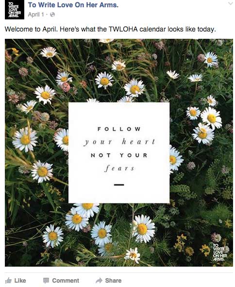 TWLOHA Facebook Post