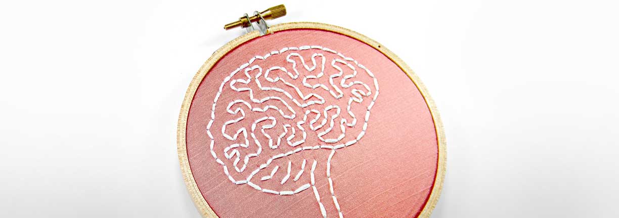 brain image sewn with yarn