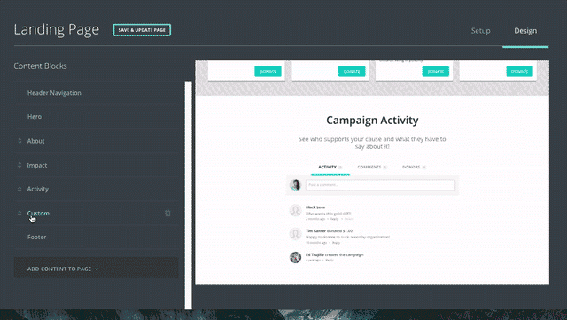 new campaign’s Footer Block