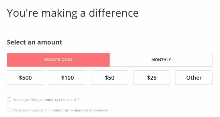 Classy donation page