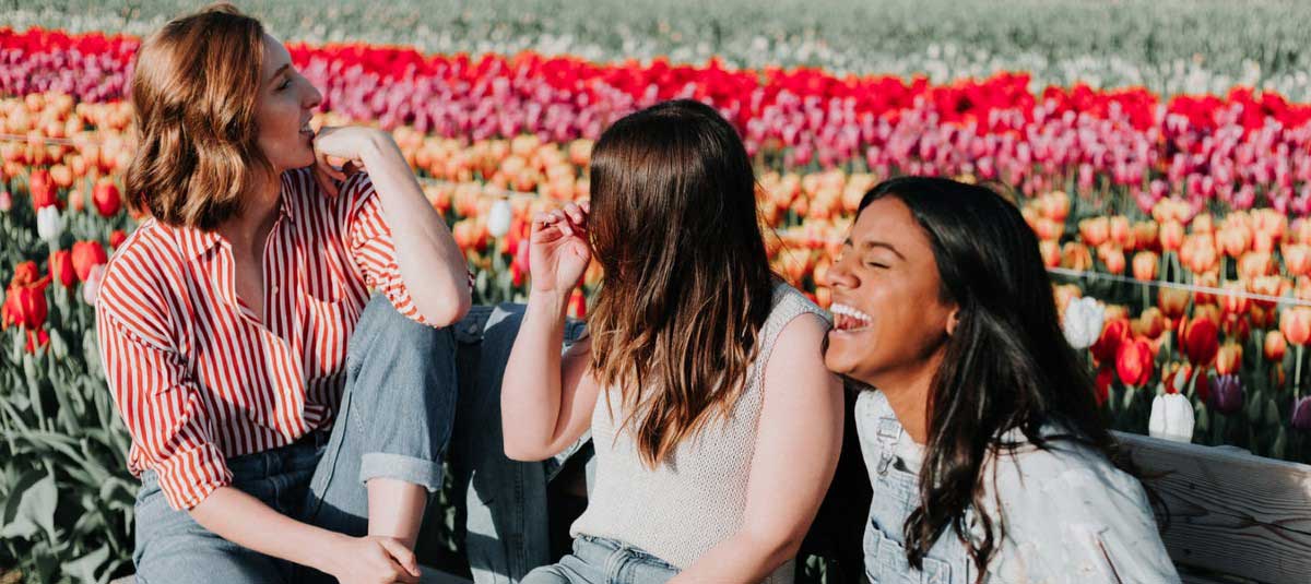 girls in a flower patch