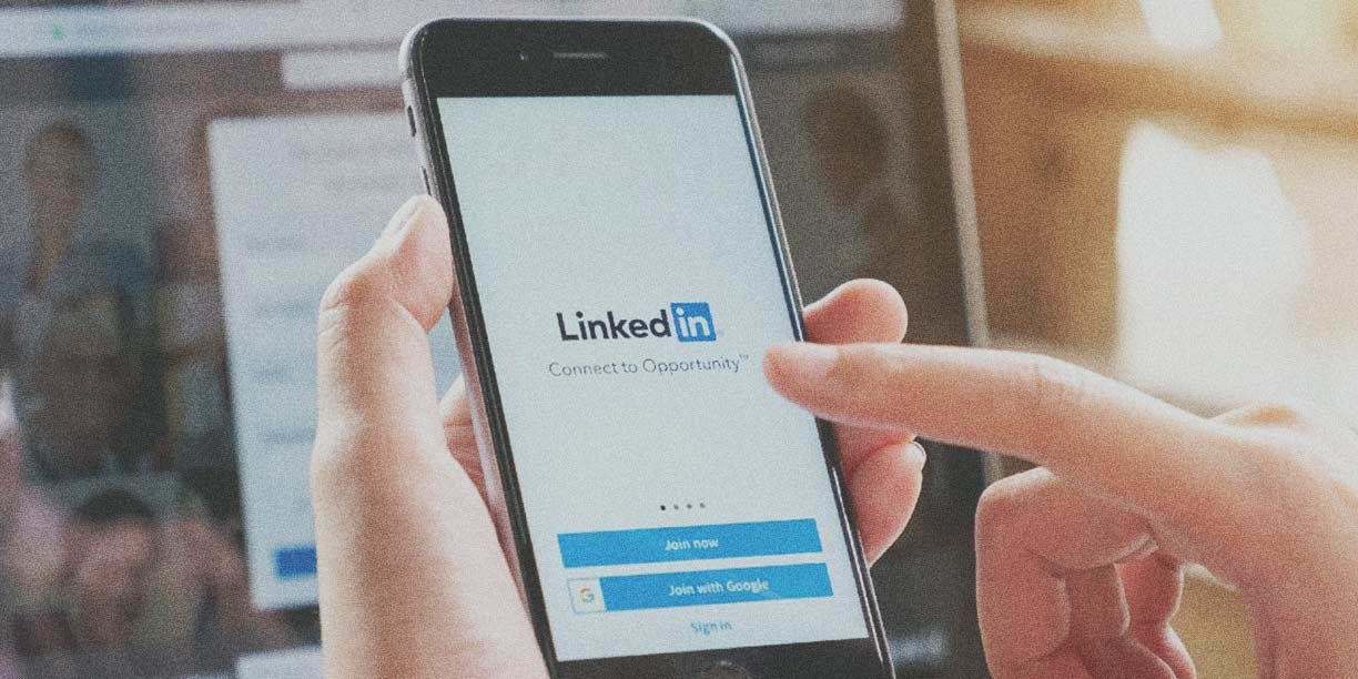 LinkedIn log-in screen being displayed on a cell phone