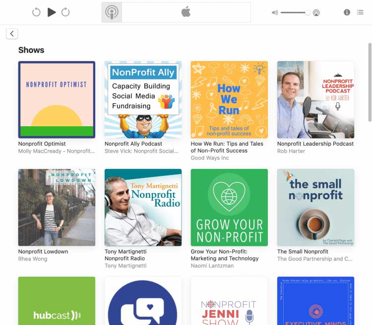 nonprofit podcast in app