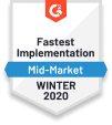 G2 Fastest Implementation Award Winter 2020