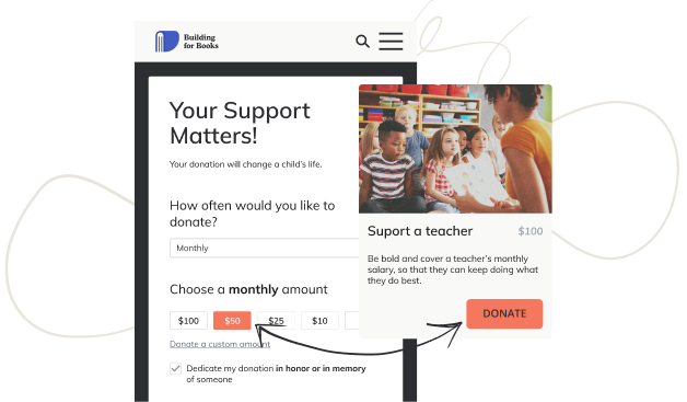 Recurring giving donor example from setting monthly donation amount to managing donor insights