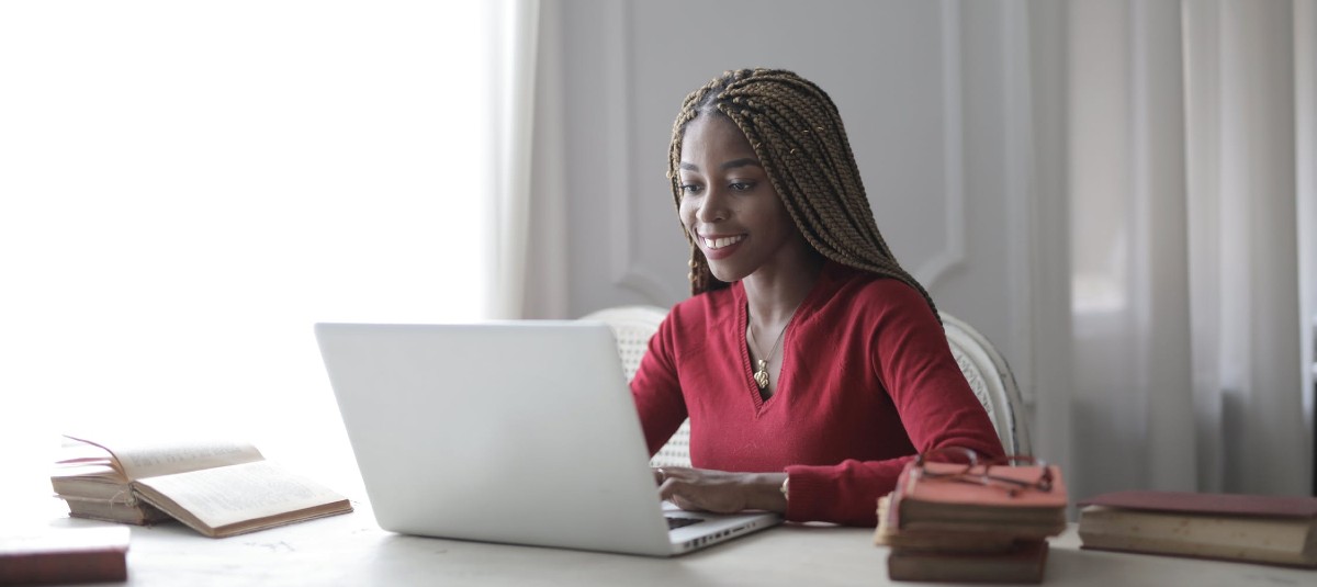 Girl typing on a computer