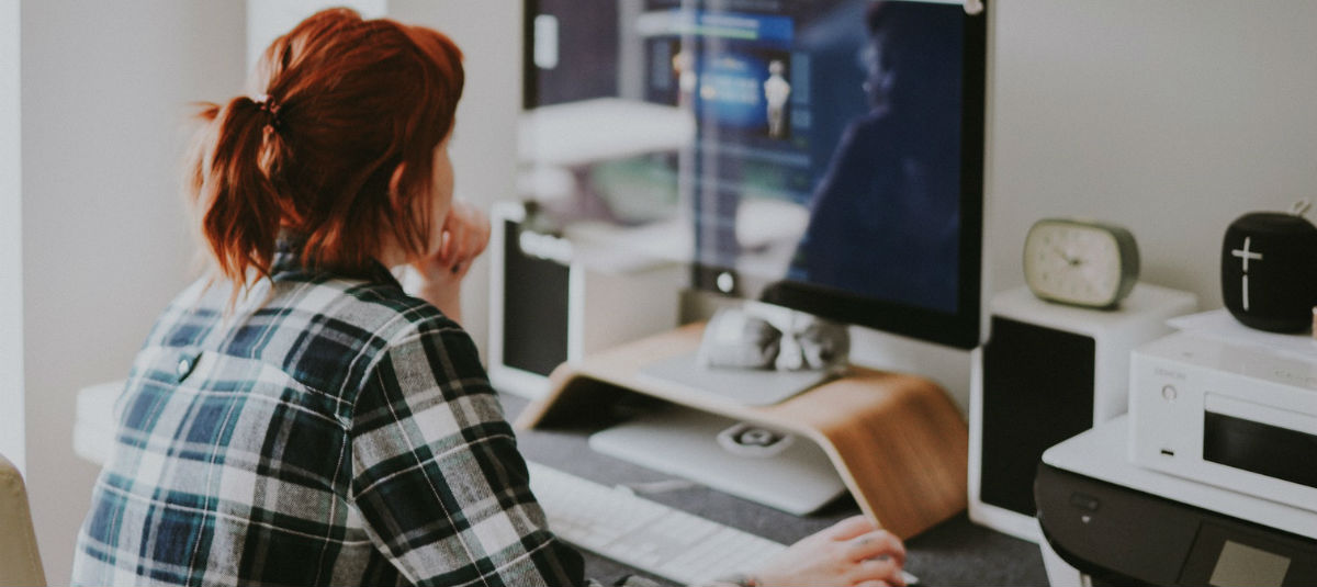 Girl typing on a computer