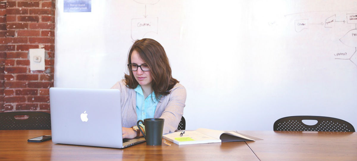 woman working at her desk