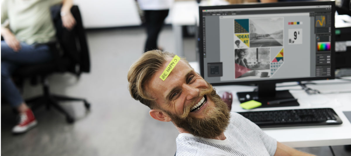 Bearded Man with Post It