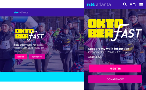 Desktop and mobile view of a virtual fundraiser walk for Oktoberfast