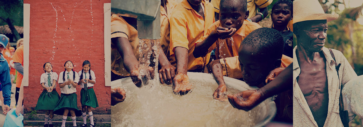 African Kids Drinking Water