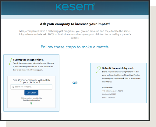 Kesem matching campaign example