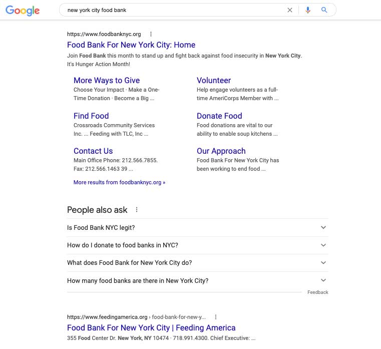 google nyc food bank