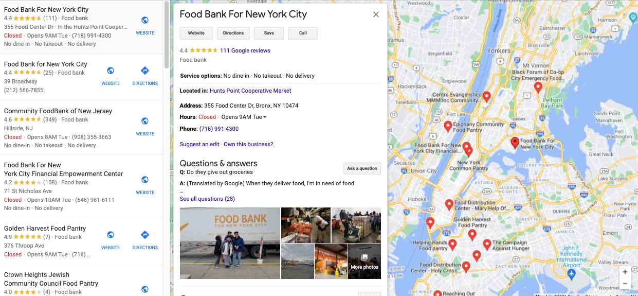 nyc food bank map