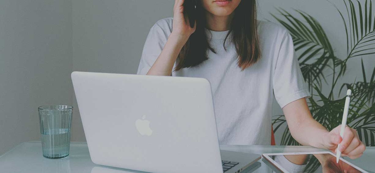 woman working on laptop