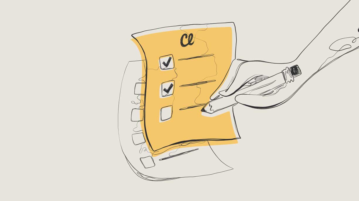 Illustration of a person checking off a box on a checklist