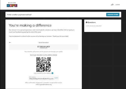 Crypto giving QR code