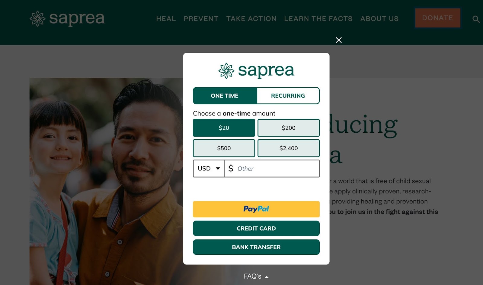 saprea-donation-page