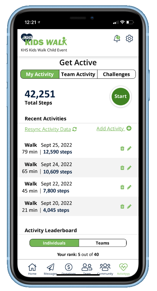 Activity tracking app