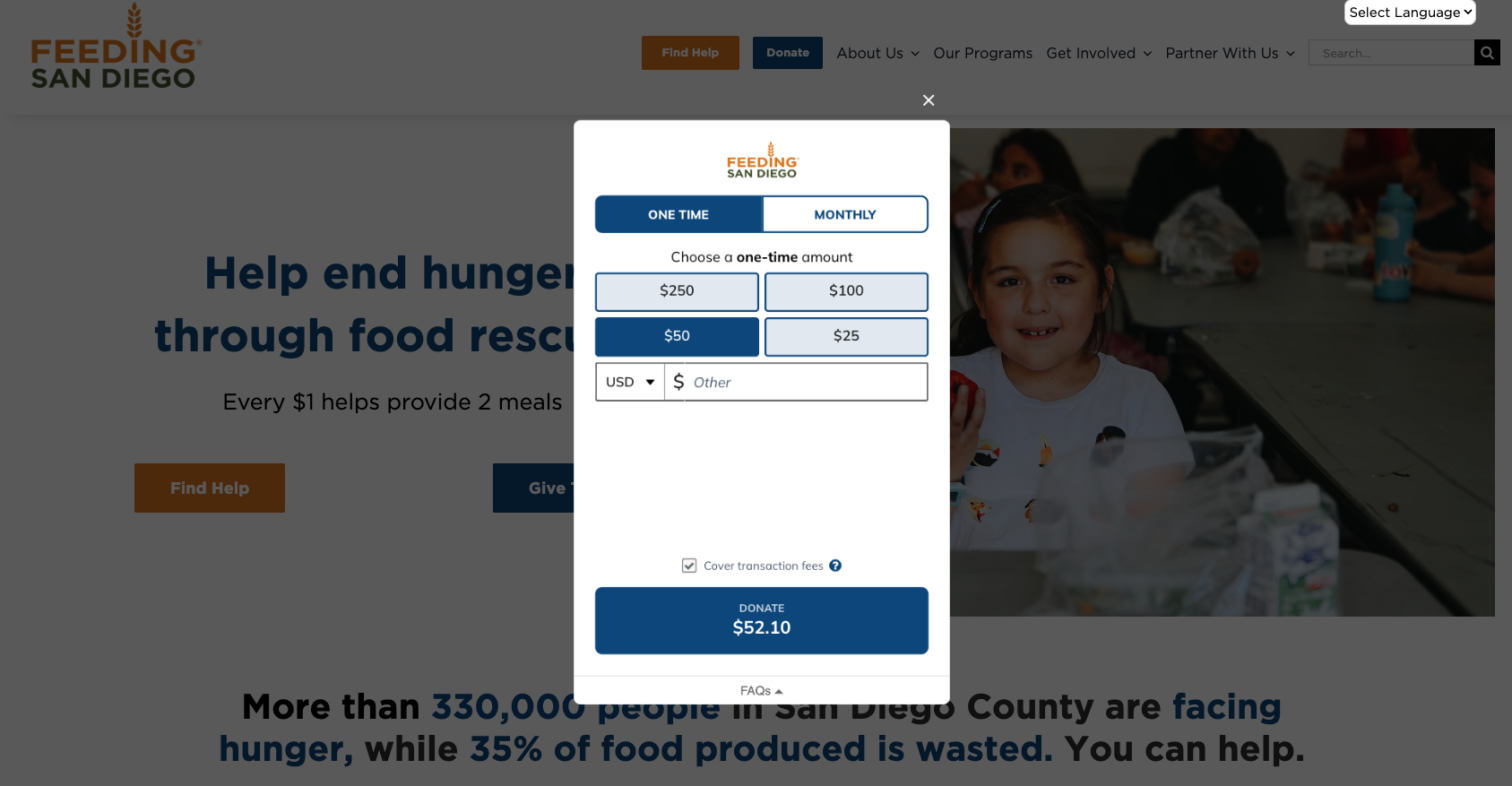 Feeding San Diego Embedded Donation Form