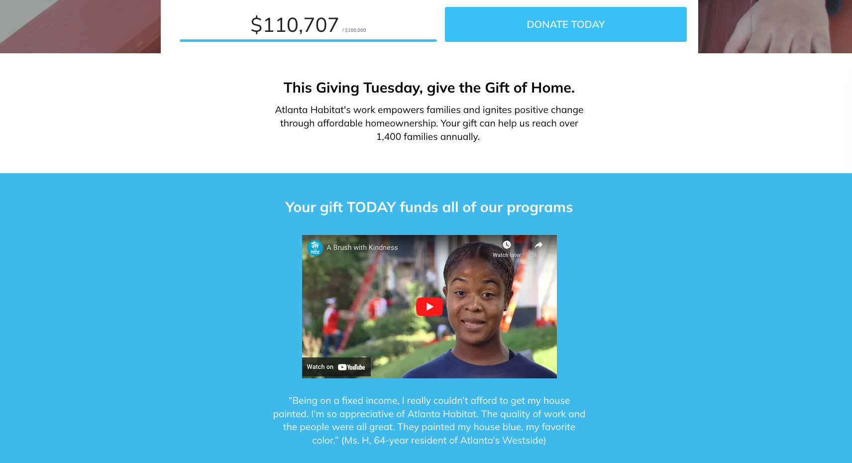 Atlanta Habitat Crowdfunding page