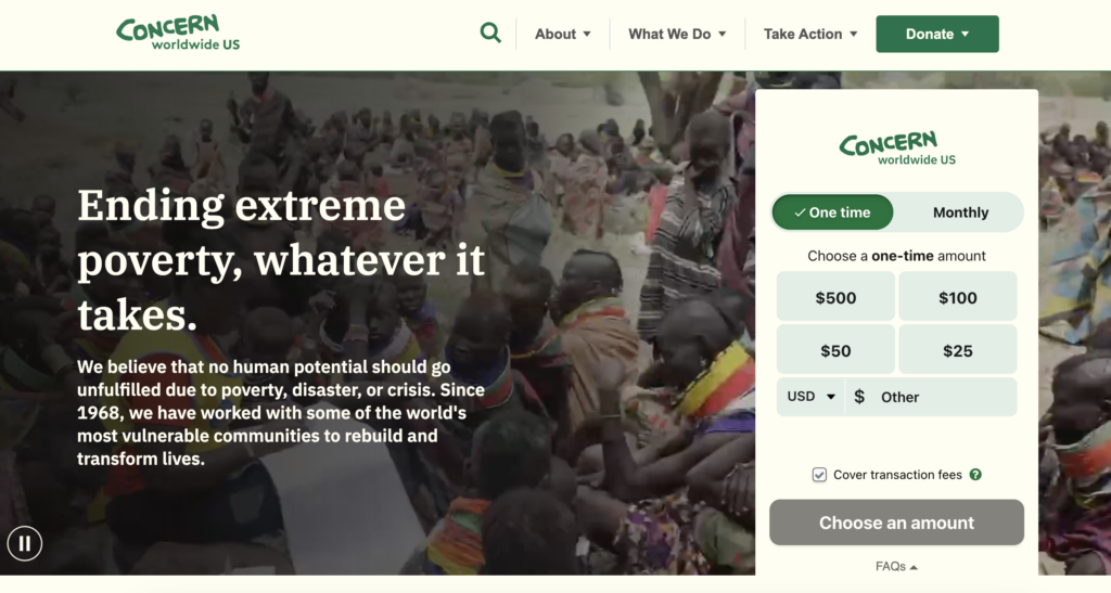 Concern Worldwide's nonprofit website